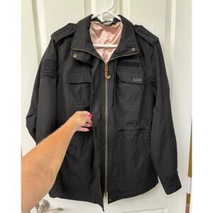 5.11 Tactical Women Large Black Ripstop Taclite M-65 Lined Pea Coat 68000 Jacket